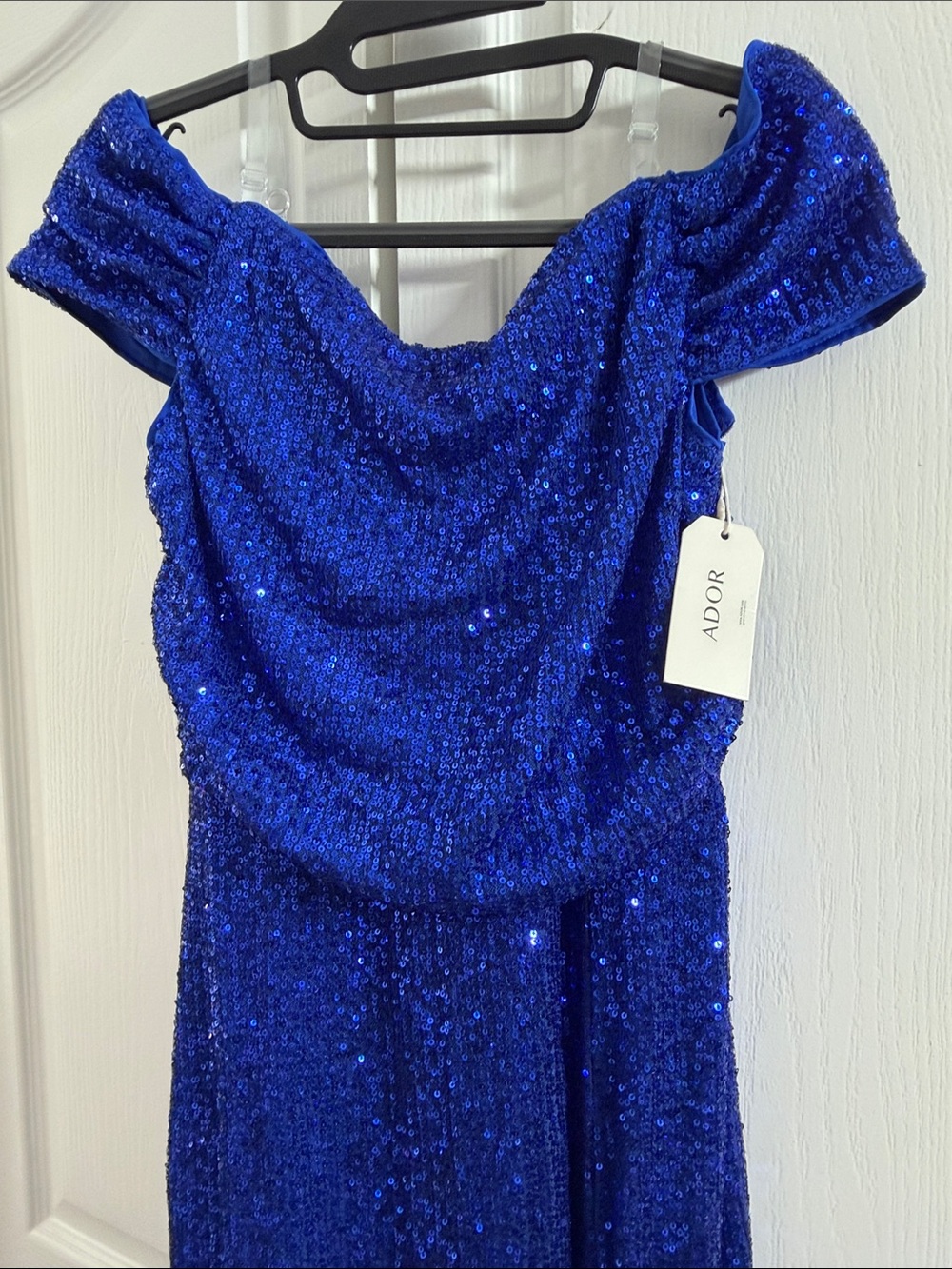 Adore Royal Blue One-Shoulder Sequin Gown